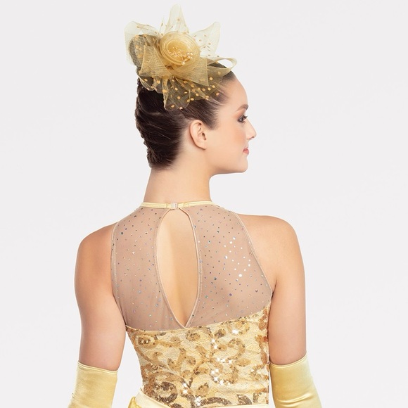 Revolution Dancewear “Encore” Gold Fringe Dance Costume size Large Child - Picture 2 of 16